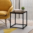 thumbnail image 1 of Furinno Camnus Side Table, Rustic Brown End Table with Metal Frame, Square Open Frame Night Stand, Bedside Table, Easy Assembly, for Living Room, Bedroom, Brown Walnut, 1 of 6