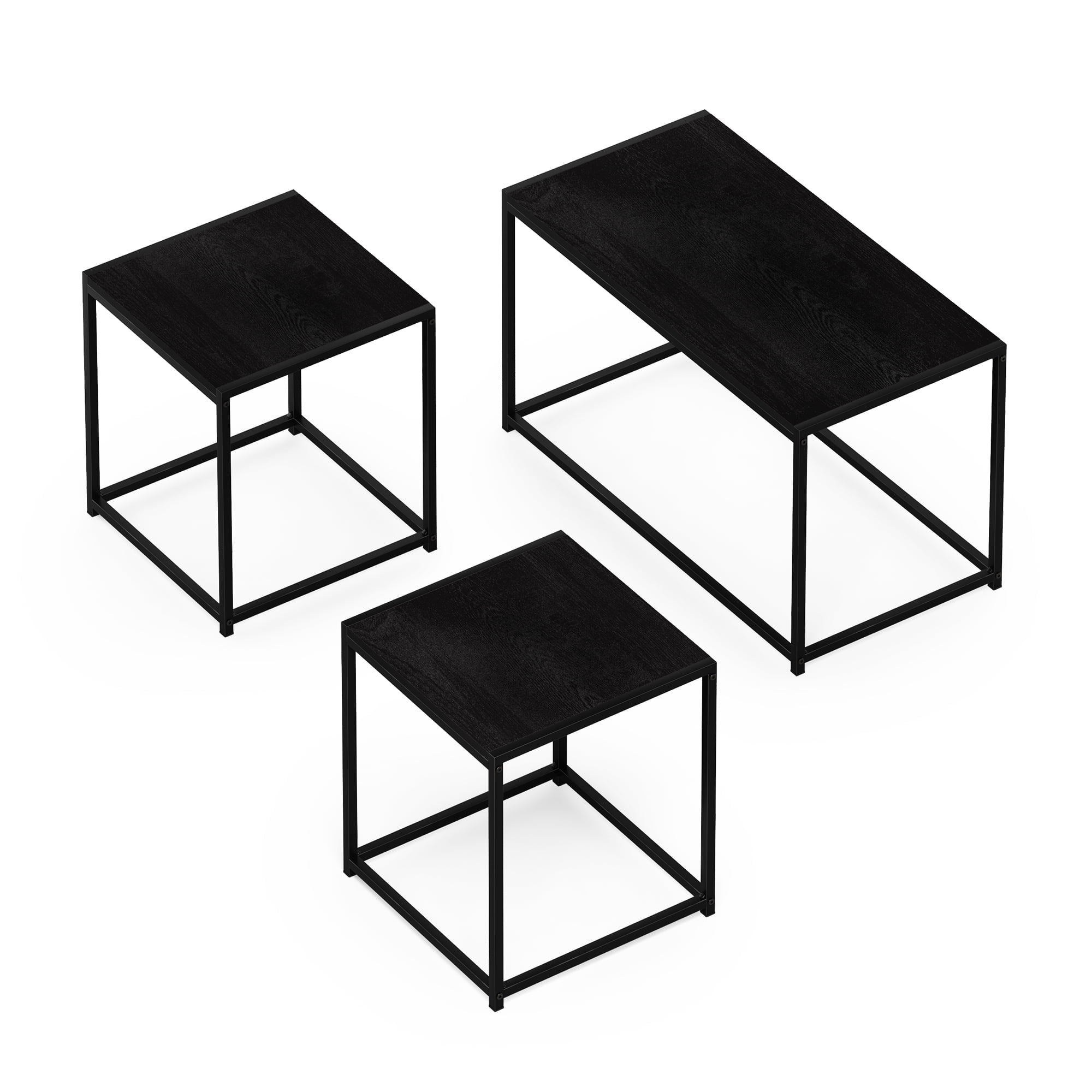 Furinno Camus Modern Living Room Adult Storage 3 Pieces Table Set with One Coffee and Two End Tables, Americano