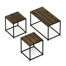 Furinno Camus Modern Living Room Table Set with One Coffee Table and Two End Tables, Columbia Walnut