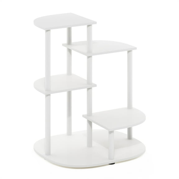 Furinno Celuka 4-Tier Indoor Outdoor Potted Plant Stand Holder for Multiple Plants, White/Virgin White