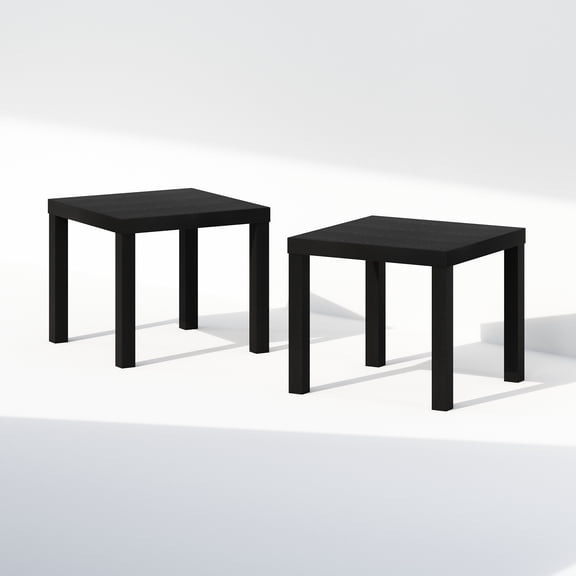 Furinno Classic Homey Square Nightstand, Bedside Tables, Set of 2, Black