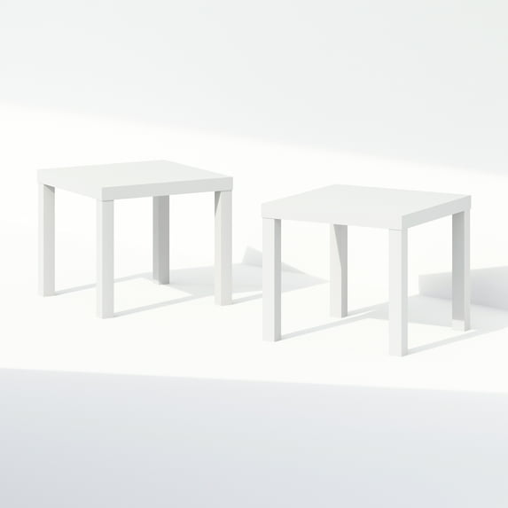 Furinno Classic Homey Square Nightstand, Bedside Tables, Set of 2, White