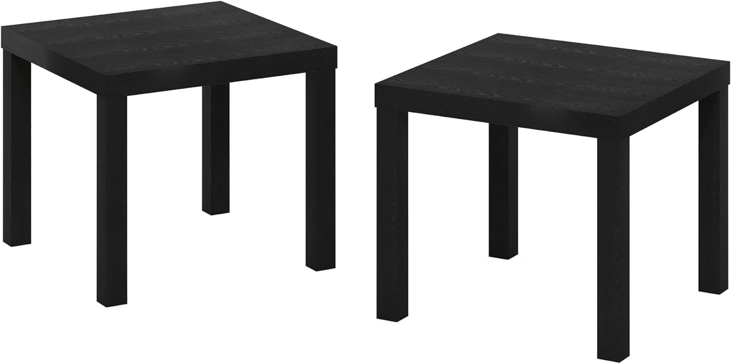 Furinno Classic Homey Square Parsons Side End Table, Set of 2, Black ...