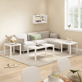 Furinno Classic Homey Square Side Table, Set of 2, White