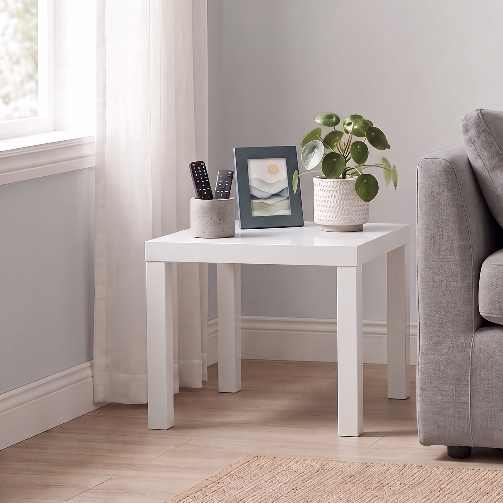 Furinno CLASSIC Homey Square Side Table in White