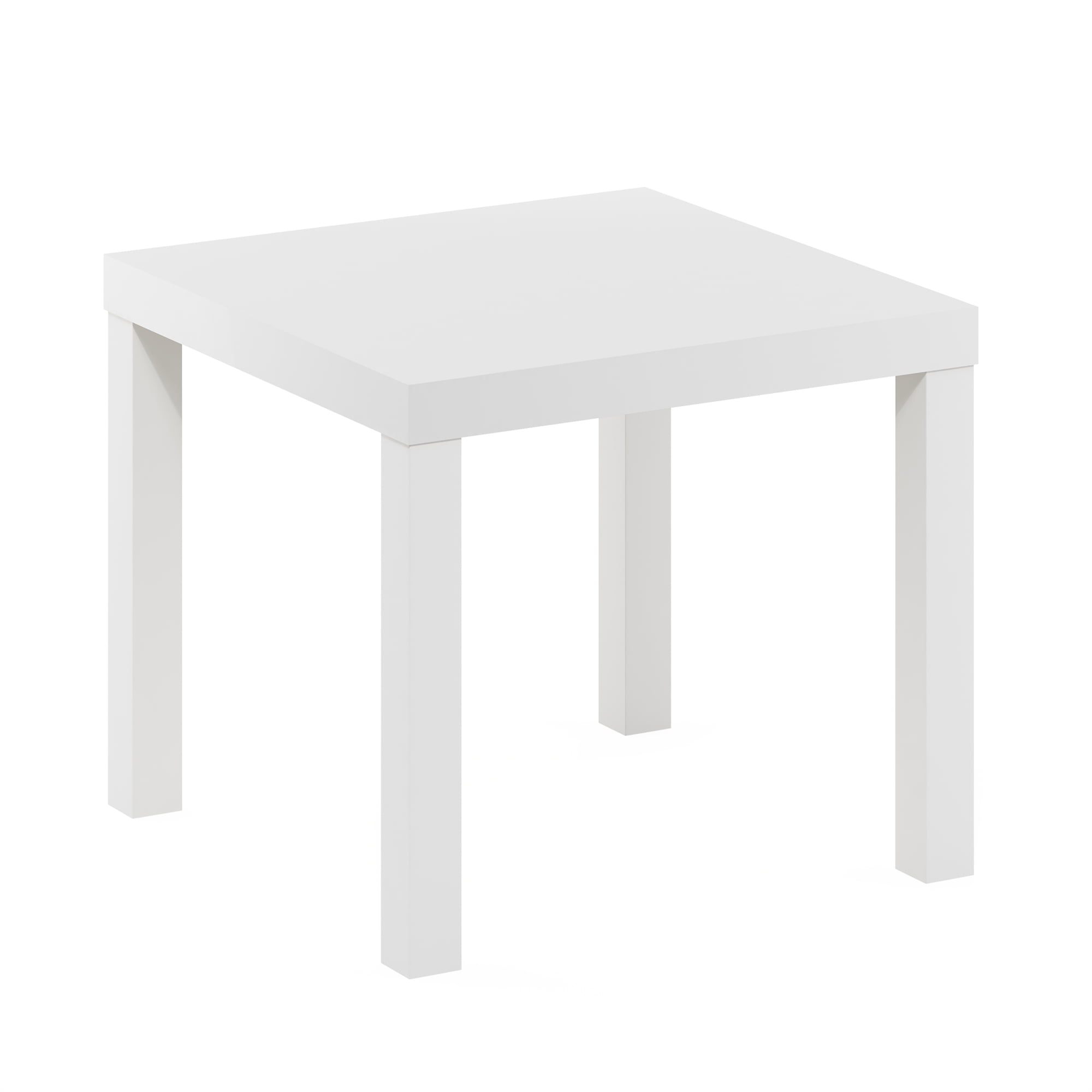 Compact White Wood Minimalist Square Accent Table
