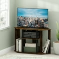 thumbnail image 1 of Furinno Classic TV Stand with Plastic Poles for TV up to 43-Inch, Amber Pine/Black, 1 of 6