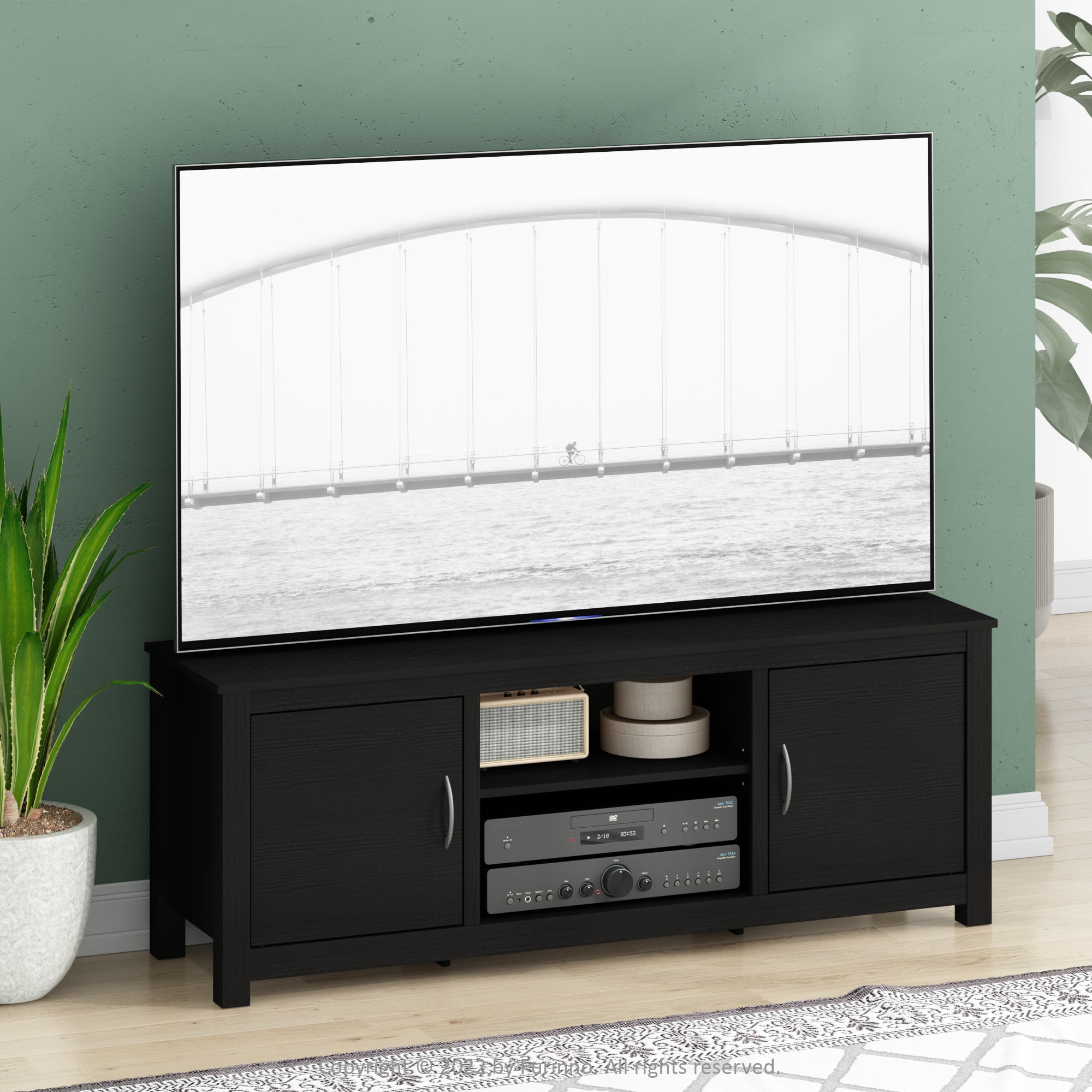 Sleek Americano 65'' TV Stand with Adjustable Shelves and Cabinet
