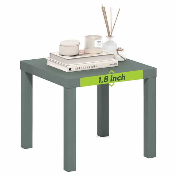 Furinno Classic Toolless Assembly Square Side Table, Green End Table with 1.8 Thick Tabletop, Night Stand, Bedside Table, for Living Room, Bedroom, Light Sage