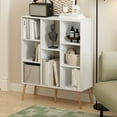 thumbnail image 1 of Furinno Claude Mid Century Style 8-Cube Bookcase, Bookshelf, Storage Organizer with Wood Legs, White, 1 of 6