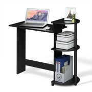 Furinno Compact Computer Desk with Shelves, Americano/Black, 11181AM/BK