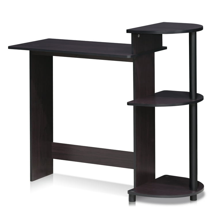 Furinno Compact Computer Desk with Shelves Dark Walnut 11181DWN