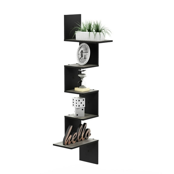 Furinno Contemporary 13.39" x 13.39" 5-Tier Wood Floating Shelf