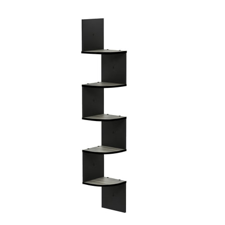 Furinno Contemporary 7.8 x 7.8 5-Tier Oak Floating Corner Shelf