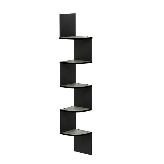 Furinno Contemporary 7.8 x 7.8 5-Tier Oak Floating Corner Shelf