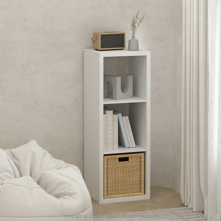 Furinno Cubic Open Back Multipurpose Clothing & Closet Storage Organizer Shelf, 3-Cube, White