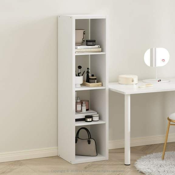 Furinno Cubic Open Back Multipurpose Clothing & Closet Storage Organizer Shelf, 4-Cube, White