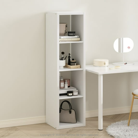 Furinno Cubic Open Back Multipurpose Clothing & Closet Storage Organizer Shelf, 4-Cube, White