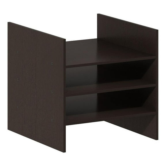 Furinno CUBICLE 3-Shelf File Organizer Cube Insert in Dark Oak