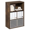 thumbnail image 1 of Furinno CUBICLE Closed Back Storage Organizer 5-Cube in Amber Pine, 1 of 6