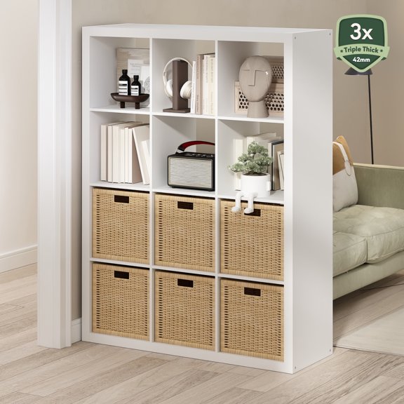 Furinno Cubicle Extra Thick Frame Decorative Cube Storage Organizer, 12-Cube, White