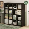 thumbnail image 1 of Furinno Cubicle Extra Thick Frame Decorative Cube Storage Organizer, 16-Cube, Dark Oak, 1 of 6