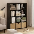 thumbnail image 1 of Furinno CUBICLE Book Shelf, 12-Cube Thick Frame Bookshelf, Reversible Bookcase with Open Back, 14.6 x 43.8 x 58, for Living Room, Bedroom, Home Office, Black Dark Oak, 1 of 9