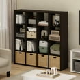 thumbnail image 1 of Furinno CUBICLE Book Shelf, 16-Cube Thick Frame Bookshelf, Reversible Bookcase with Open Back, 14.6 x 57.8 x 58, for Living Room, Bedroom, Home Office, Black Dark Oak, 1 of 8