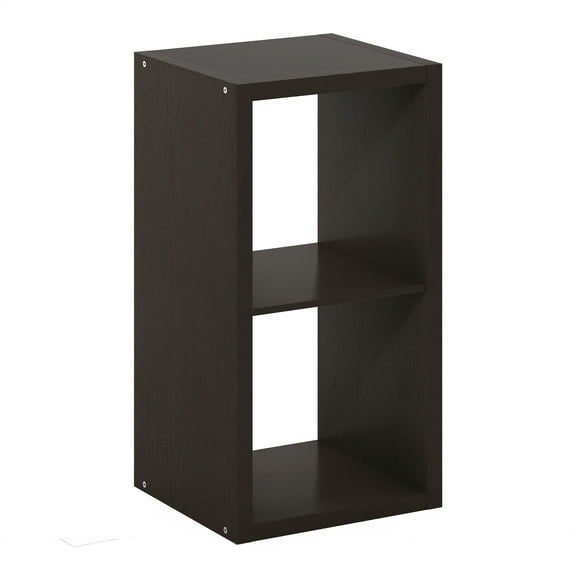 Furinno CUBICLE Book Shelf, 2-Cube Thick Frame Bookshelf, Horizontally & Vertically Reversible Bookcase with Open Back, 14.6 x 15.9 x 30, for Living Room, Bedroom, Home Office, Black Dark Oak