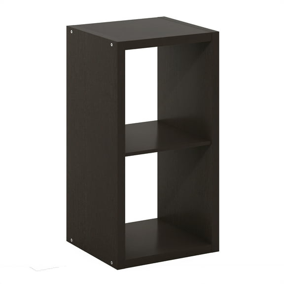 Furinno Cubicle Open Back Decorative Cube Storage Organizer Adult Contemporary 3-Shelves Cube Bookcases, Dark Oak