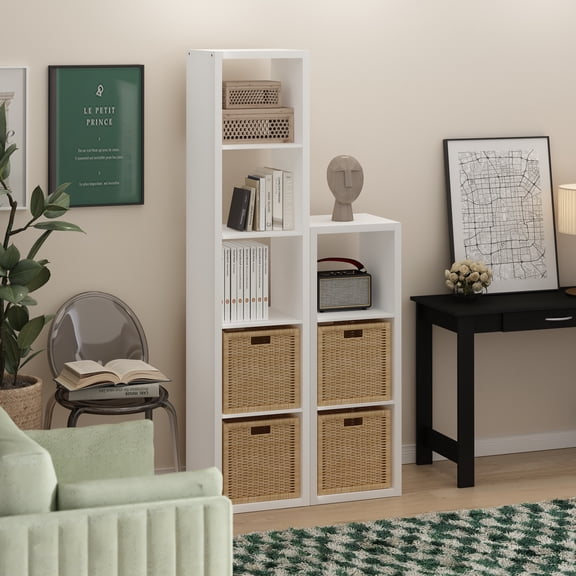 Furinno CUBICLE Open Back Decorative Cube Storage Organizer in 3-Cube in White