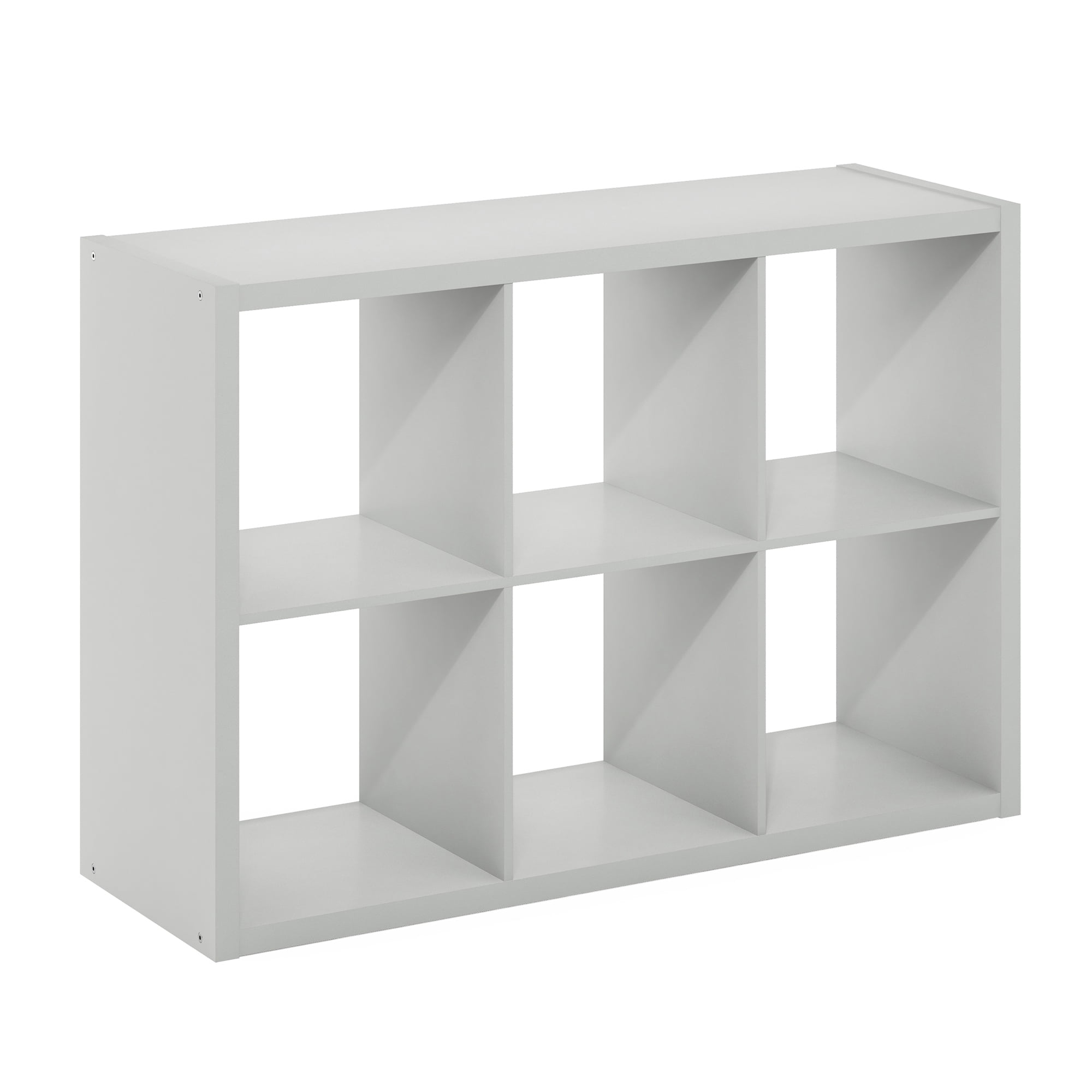 Furinno Book Shelf, 6-Cube Reversible Open Back, Light Grey