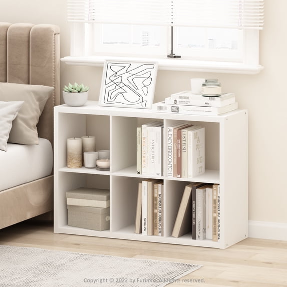 Furinno CUBICLE Open Back Decorative Cube Storage Organizer in 6-Cube in White