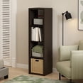 thumbnail image 1 of Furinno CUBICLE Open Back Decorative Verticle Cube Storage Organizer in Dark Oak, 1 of 8