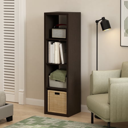Furinno Cubicle Open Back Decorative Verticle Cube Storage Organizer in Dark Oak