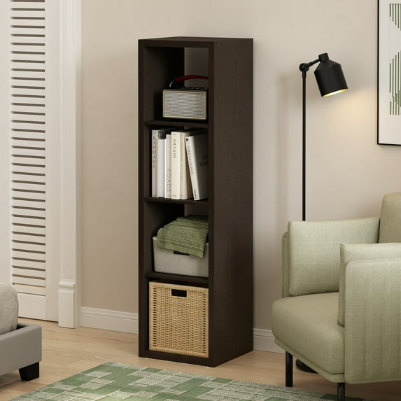 Furinno Cubicle Open Back Decorative Verticle Cube Storage Organizer in Dark Oak