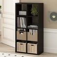thumbnail image 1 of Furinno CUBICLE Vintage Vinyl Record Media Storage Organizer 8-Cube Dark Oak, 1 of 5