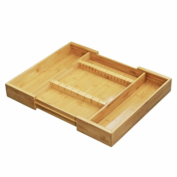 Furinno DaPur Bamboo Expandable Drawer Organizer with Cutlery Storage
