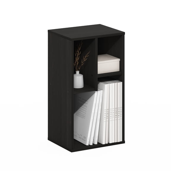 Furinno Daly 3-Cube Bookshelf, Black Book Shelf, Cube Storage Organizer Bookcase with Irregular Compartments, 9.4 x 11.7 x 21.3, for Living Room, Bedroom, Home Office, Black Espresso