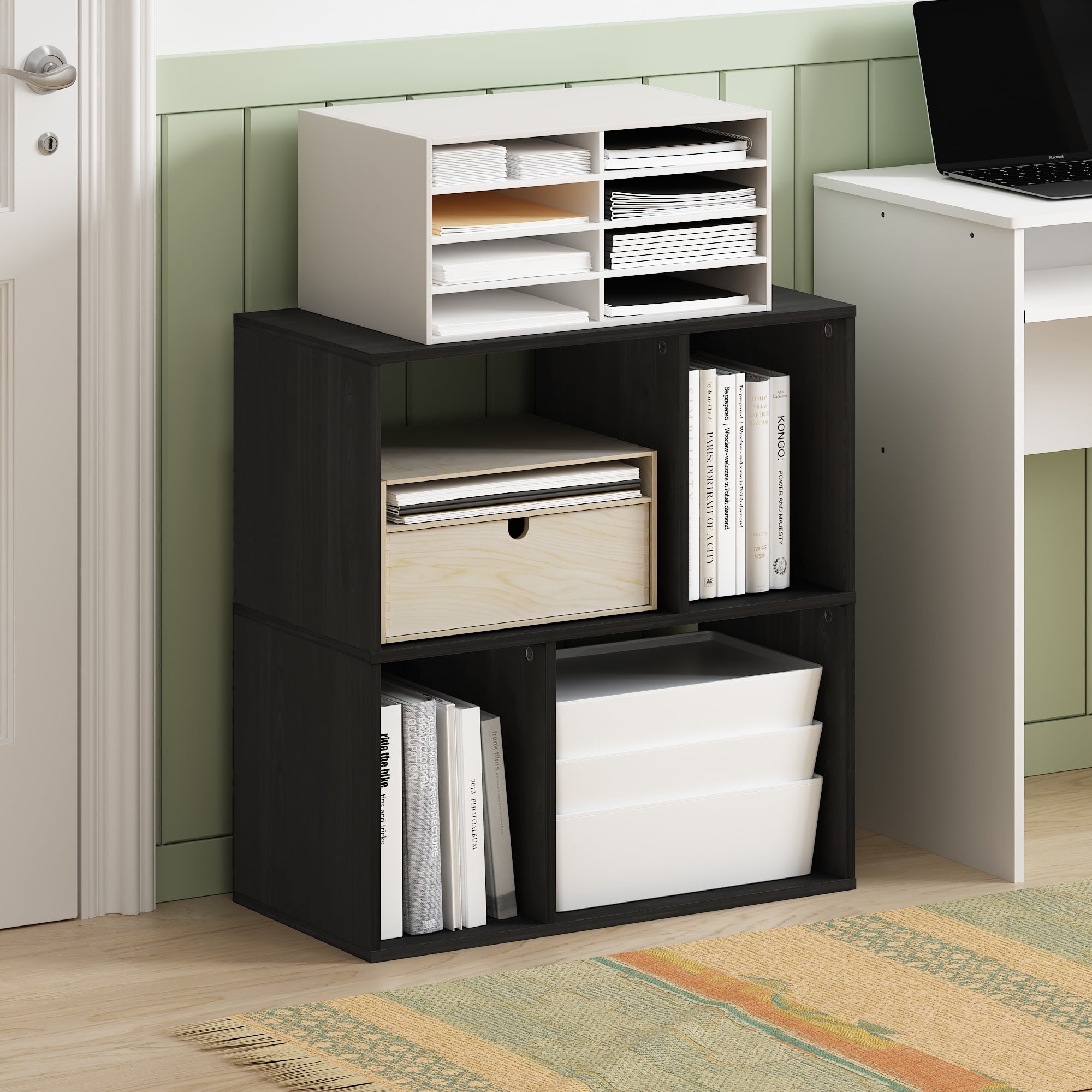 Furinno DALY Libreria A 4 Cubi Con Scomparti Irregolari, Design Moderno, Per Soggiorno E Camera Da Letto, Bianco, 23.6x11.7x24.7 Pollici - 5