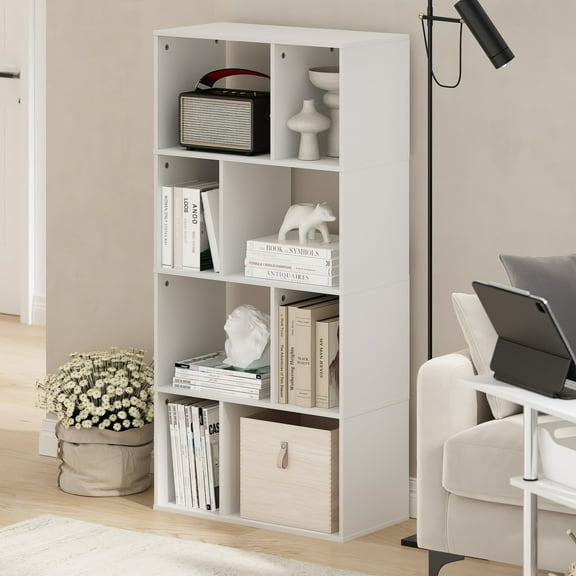 Furinno Daly 8-Cube Irregular Cubes Bookcase, Bookshelf, Storage Organizer, White