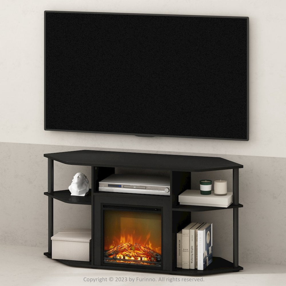 Furinno JENSEN Open Storage No Heat Decorative Electric Americano/Black