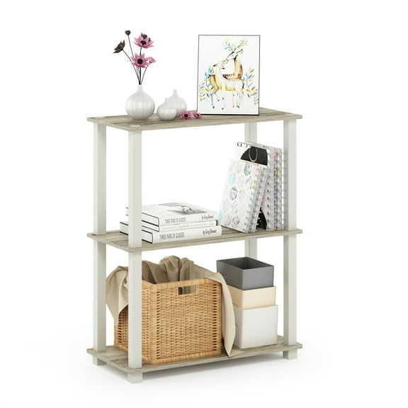 Furinno Durable 11.4 W x 23.6 D x 29.6 H 3-Shelf Freestanding Shelving Unit, Sonoma Oak and White