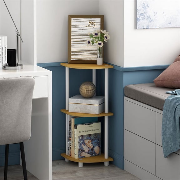 Furinno Durable 11.6 W x 11.6 D x 29.6 H 3-Shelf Freestanding Shelving Unit, Beech and White