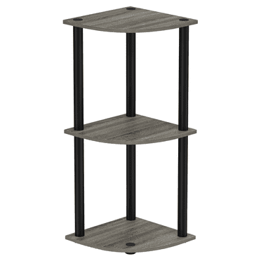 Furinno Durable 11.6"W x 11.6"D x 29.6"H 3-Shelf Freestanding Shelving Unit, Black and Gray