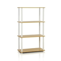 Furinno Durable 23.6 W x 11.4 D x 43.25 H 4-Shelf Freestanding Shelving Unit, Beech and White