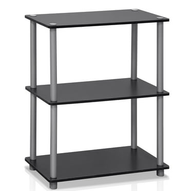 Furinno Durable 23.6 W x 11.6 D x 29.5 H 3-Shelf Freestanding Shelving Unit, Black and Gray