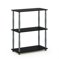 Furinno Durable 23.6 W x 11.6 D x 29.5 H 3-Shelf Freestanding Shelving Unit, Black and Gray