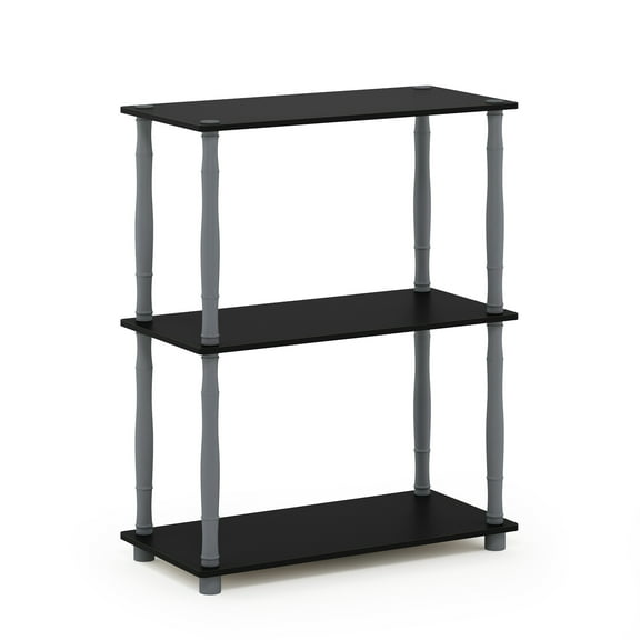 Furinno Durable 23.6 W x 11.6 D x 29.5 H 3-Shelf Freestanding Shelving Unit, Black and Gray