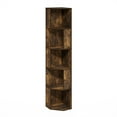 thumbnail image 1 of Furinno ECON Corner Shelf, 5-Tier Corner Book Shelf, Storage Shelves, Display Rack, Bookshelf, for Organization and Storage, Living Room, Home Office, Amber Oak, 1 of 2